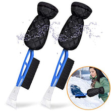 Load image into Gallery viewer, AGOESH Ice Scraper with Mitt for Car Windshield Snow Scrapers and Brush Waterproof Snow Remover Glove Lined of Thick Fleece Keep Hand Warm Black 2 Pack
