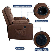 Load image into Gallery viewer, Esright Power Lift Chair Electric Recliner for Elderly Heated Vibration Massage Fabric Sofa Motorized Living Room Chair with Side Pocket and Cup Holders, USB Charge Port&amp;Massage Remote Control, Brown

