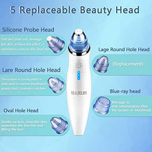 Load image into Gallery viewer, VLOJELRY Blackhead Remover Vacuum Facial Pore Cleaner Electric USB Rechargeable Blackhead Suction Tool with 5 Suction Head and 4 Adjustable Modes Acne Comedone Extractor Removal Kit for Women and Men
