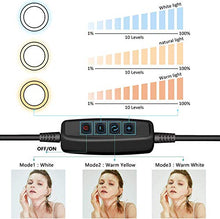Load image into Gallery viewer, 10" Selfie Ring Light with Tripod Stand &amp; Cell Phone Holder for Live Stream/Makeup, Dimmable Led Camera Ringlight for YouTube TikTok/Photography Compatible for iPhone and Android Phone
