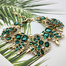 Load image into Gallery viewer, NABROJ Green Rhinestone Choker Necklace for Women Statement Necklace and Earrings Set Party Big Chunky Jewelry Sets- HLN001 Green 3pcs Set
