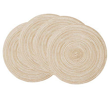 Load image into Gallery viewer, SHACOS Round Placemats Set of 4 Braided Glitter Round Table Placemats 15 inch for Wedding Holiday Party (Multicolor-Light Coffee, 4)
