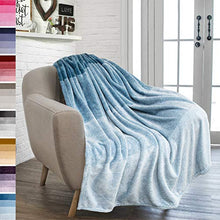 Load image into Gallery viewer, PAVILIA Flannel Fleece Ombre Throw Blanket for Couch | Super Soft Cozy Microfiber Couch Blanket | Gradient Decorative Accent Throw | All Season, 50x60 Inches Turquoise Blue
