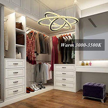 Load image into Gallery viewer, Antilisha Modern Crystal Chandelier Lighting Ceiling Dining Living Room Chandeliers Contemporary Led Light Fixtures Long Round 3-Ring Foyer Girls Bedroom Pendant Lights Warm White
