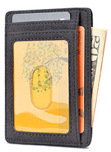 Load image into Gallery viewer, Buffway Slim Minimalist Front Pocket RFID Blocking Leather Wallets for Men and Women - At Sahara Carbon Black
