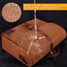 Load image into Gallery viewer, Messenger Bag for Men 16 Inch Waterproof Vintage Genuine Leather Mens Briefcase Shoulder Bag with 9 Storage Pockets, Waxed Canvas Leather Computer Laptop Bag Business Satchel Brown
