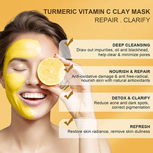 Load image into Gallery viewer, ANAIRUI Turmeric Vitamin C Clay Mask for Acne and Dark Spots, Vitamin C &amp; E Clay Facial Mask for Blackheads, Pores, Wrinkles, Fine Lines, Hydrating, Clarifying, Cleansing Skincare Mask, 4.23 OZ

