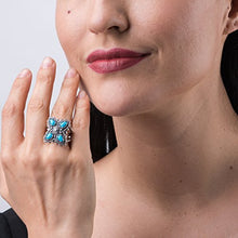 Load image into Gallery viewer, American West Sterling Silver Sleeping Beauty Turquoise Gemstone Butterfly Concho Ring Size 5

