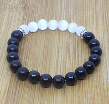 Load image into Gallery viewer, Natural Black Obsidian Crystal Bracelet-Chakra Healing Selenite Agate for Energy Balancing
