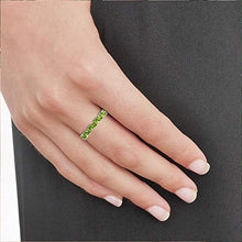 Load image into Gallery viewer, Modern Gemstone Ring, Zigzag Eternity Ring, 3.3 CT Pear Shape Peridot Ring, Bridal Wedding Ring, Dainty Anniversary Ring, Bridesmaid Stackable Ring, 14K White Gold, Size:US 4.5
