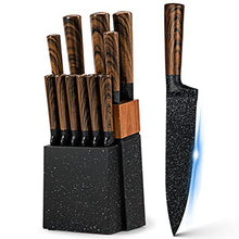 Load image into Gallery viewer, Knife Set,12-Piece Kitchen Knife Set with Wooden Block,Professional Chef Knife Sets with steak knives,High Carbon German Stainless Steel Knife with Japanese Designed Wooden Pattern Stainless Handle
