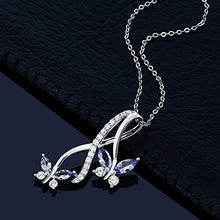 Load image into Gallery viewer, Gem Stone King Blue Tanzanite 925 Sterling Silver Butterfly Infinity Pendant Necklace 1.21 Ct Marquise Cut Gemstone Birthstone with 18 Inch Silver Chain
