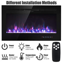 Load image into Gallery viewer, Tangkula 36" Electric Fireplace, in-Wall Recessed and Wall Mounted 750 W / 1500 W Fireplace Heater, Touch Screen Control Panel, 9 Flamer Color, Temperature Control &amp; Timer Crystal Heater (36 inches)
