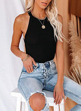 Load image into Gallery viewer, Zecilbo Women's Basic Crewneck Sleeveless Knit Tank Tops Ribbed Solid Color Racerback Workout Casual Shirts Black, Small
