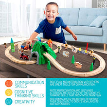 Load image into Gallery viewer, Maxim 50pc Mountain Train Set Set for Toddler with Double-Side Train Tracks Fits Brio, Thomas, Melissa and Doug, Kids Wood Toy Train for 3,4,5 Year Old Boys and Girls
