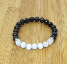 Load image into Gallery viewer, Natural Black Obsidian Crystal Bracelet-Chakra Healing Selenite Agate for Energy Balancing
