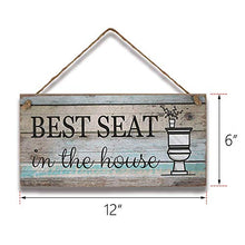 Load image into Gallery viewer, Yankario Funny Bathroom Wall Decor Sign, Farmhouse Rustic Bathroom Decorations Wall Art , 12" by 6" Best Seat Wood Plaque
