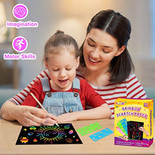 Load image into Gallery viewer, pigipigi Rainbow Scratch Paper Art - 109 Pcs Magic Scratch Off Craft Kit for Kids Color Drawing Note Pad Supply for Children Girls Boys DIY Party Favor Game Activity Birthday Christmas Toy Gift Set
