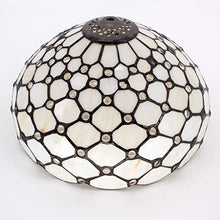 Load image into Gallery viewer, Tiffany Lamp Cream Stained Glass and Crystal Pearl Bead Style Table Lamps Height 18 Inch for Kids Room Living Room Bedroom Antique Desk Dresser Beside Coffee Table Bookcase S005 WERFACTORY
