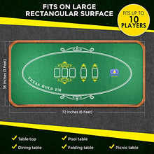 Load image into Gallery viewer, Tabletop Casino Felt Layout for Texas Holdem Poker and Blackjack - Premium Professional Grade Blackjack and Poker Mat for, Theme Party, Poker Night, Fundraisers &amp; Gatherings
