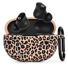 Load image into Gallery viewer, AIRSPO Case for Beats Studio Buds Silicone Floral Printed Protective Beats Studio Buds Earbuds Headphones Case Cover Skin with Keychain (Khaki/Leopard)
