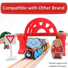 Load image into Gallery viewer, 60 Pcs Crane Train Set-Wooden Tracks &amp; Exclusive Crane &amp; Trains- Fits Thomas, Chuggington, Melissa- Gift Packed Toy Railway Kits- Kids Friendly Building Toy for 3+ Years Old Girls &amp; Boys

