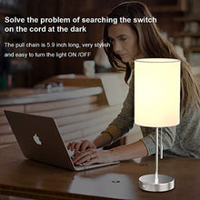 Load image into Gallery viewer, DEEPLITE Small Table Lamp, Bedside Lamp with USB Port, Simple Designed Modern Lamps for Bedrooms Living Room Office Nightstand Side/End Table, Brushed Nickel Metal Base, White Lampshade (Set of 2)
