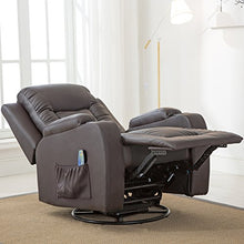 Load image into Gallery viewer, ComHoma Recliner Chair Massage Rocker with Heated Modern PU Leather Ergonomic Lounge 360 Degree Swivel Single Sofa Seat with Drink Holders Living Room Chair Brown

