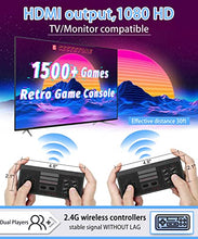 Load image into Gallery viewer, CICYSTORE Retro Game Console with 1500 Retro Video Games, HDMI HD Output NES Retro Game Console Wireless, Old Arcade Plug and Play Video Games Console is an Gift Choice for Children and Adults

