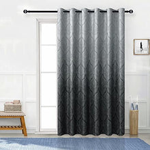 Load image into Gallery viewer, DWCN Ombre Blackout Patio Door Curtains - Damask Patterned Thermal Insulated Sliding Door Curtains - Extra Wide Grommet Drapes for Living Room Sliding Glass Door, 100 x 84 Inches, 1 Panel, Black
