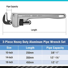 Load image into Gallery viewer, DURATECH 3-Piece Heavy Duty Aluminum Straight Pipe Wrench Set, 10", 14", 18", Adjustable Plumbing Wrench Set, Drop Forged, Exceed GGG standard
