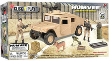 Load image into Gallery viewer, Click N' Play Military Humvee Vehicle 20 Piece Play Set with Accessories
