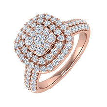 Load image into Gallery viewer, 1 Carat Cushion Cut Halo Prong Set Diamond Engagement Ring in 10K Rose Gold - IGI Cert (Ring Size 7)
