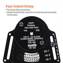 Load image into Gallery viewer, IWISS IWD-1620 Deutsch Size 16 Crimper, Solid Barrel Contact &amp; Circular Connector Contacts Crimping Tool, 8 Indents Wire Crimper, AWG16 to AWG20

