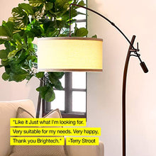 Load image into Gallery viewer, Brightech Grayson - Modern Arc Floor Lamp for Living Room - Contemporary, Tall LED Light Reaching From Behind the Couch To Hang Over It - Adjustable Arm - Industrial Style Lighting - Bronze
