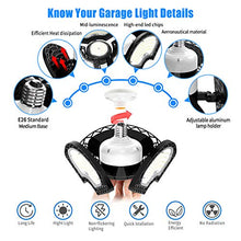 Load image into Gallery viewer, LED Garage Lights, 60W Deformable LED Garage Ceiling Lights 9000 LM CRI 80 Led Shop Lights for Garage, Garage Lights with 3 Adjustable Panels,Utility Led Garage Lighting，LED Light Bulbs for barn etc.
