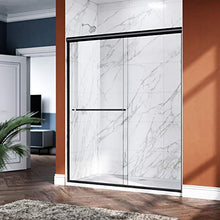 Load image into Gallery viewer, ELEGANT Double Sliding Shower Door 60 in. W x 72 in. H，Semi-Frameless Glass Shower Screen Panel 1/4" Clear Glass Bathroom Doors Bypass Shower Enclosure，Black Hardware
