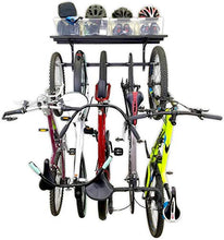 Load image into Gallery viewer, StoreYourBoard Bike Rack + Storage Shelf, Holds 5 Bicycles, Garage Adjustable Bike Wall Mount
