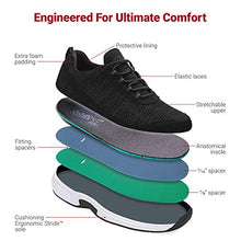 Load image into Gallery viewer, Orthofeet Proven Heel and Foot Pain Relief. Extended Widths. Best Orthopedic Walking Shoes Plantar Fasciitis Diabetic Men’s Sneakers Lava Black
