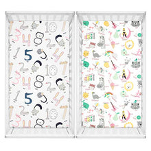 Load image into Gallery viewer, TILLYOU Microfiber Crib Sheets Set for Boys &amp; Girls, Silky Soft Toddler Sheets Printed, Breathable Cozy Baby Sheets, 28 x 52in, 2 Pack Letters &amp; Numbers

