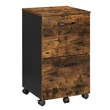 Load image into Gallery viewer, VASAGLE File Cabinet, with 2 Drawers, Mobile Filing Cabinet with Wheels, for A4, Letter Sized Documents, Hanging File Folders, Rustic Brown and Black UOFC040B01
