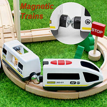 Load image into Gallery viewer, Lebze Battery Operated Action Locomotive Train (Magnetic Connection) - Powerful Engine Bullet Train Set Fits Thomas Brio Wooden Train and Tracks - Toy Train Set for Toddlers

