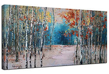 Load image into Gallery viewer, Ardemy Canvas Wall Art Tree White Birch Picture Painting One Panel Blue Forest Landscape Nature Artwork Prints, Modern 40"x20" Framed for Home Office Living Room Bedroom Bathroom Wall Decorations
