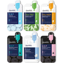 Load image into Gallery viewer, MEDIHEAL Sheet Mask Heroes, NMF, Tea Tree, Collagen, WHP, DNA, HDP, 6 Variety Pack |Korean Skincare Routine, Hydrating Facial Sheet Mask Combo , Daily K-Beauty Skin Therapy
