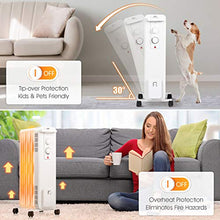 Load image into Gallery viewer, PETSITE Oil Filled Radiator Heater, 1500W Portable Space Heater with 3 Heating Modes &amp; Adjustable Thermostat, Tip-Over &amp; Overheat Protection, Electric Quiet Heater w/ Wheels for Home Office Indoor Use
