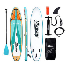 Load image into Gallery viewer, Uboway Inflatable Paddle Boards Stand Up: 10/11 feet SUP with Adjustable Paddle Backpack Pump Leash Fin Youth Adults Standup Paddleboard (Teal)
