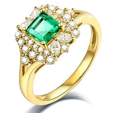 Load image into Gallery viewer, Beyond jewelry Genuine Emerald Diamond Ring 14K Yellow Gold Statement Rings for Women
