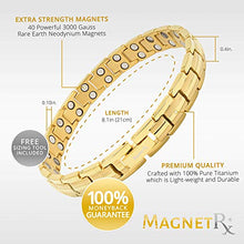Load image into Gallery viewer, MagnetRX® Women's Ultra Strength Magnetic Therapy Bracelet - Arthritis Pain Relief &amp; Carpal Tunnel Titanium Magnetic Bracelets for Women - Adjustable Length with Sizing Tool (Gold)
