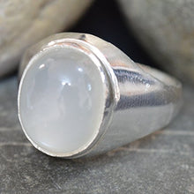 Load image into Gallery viewer, 55Carat Natural Moonstone Silver Ring for Men 7 Carat Oval Birthstone Size 4,5,6,7,8,9,10,11,12,13
