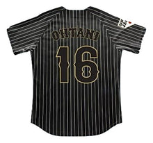 Load image into Gallery viewer, Shohei Ohtani 16 Japan Samurai Black Pinstriped Baseball Jersey Stitch (54)

